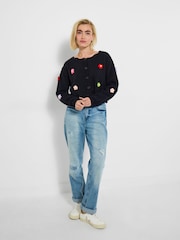Joe Browns Black Button Through Floral Cardigan - Image 3 of 5