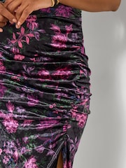 Joe Browns Purple Floral Print Cowl Neck Velour Dress - Image 3 of 7