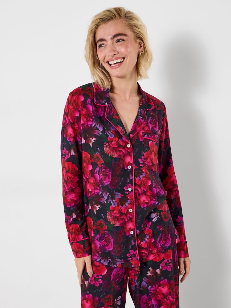 Joe Browns Black Boutique Winter Floral Pyjamas Top - Image 2 of 5 Joe Browns Black Boutique Winter Floral Pyjamas Top - Image 2 of 5