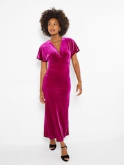 Joe Browns Pink V-Neck Stretchy Velour Dress - Image 2 of 7