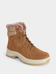Joe Browns Brown Fur Lined Microfibre Ankle Boots - Image 2 of 4
