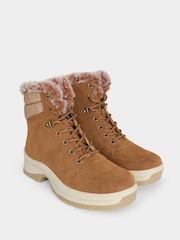 Joe Browns Brown Fur Lined Microfibre Ankle Boots - Image 3 of 4