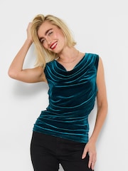 Joe Browns Blue Velour Cowl Neck Blouse - Image 2 of 7