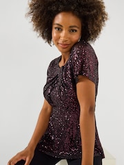 Joe Browns Round Neck Sparkle Sequined Blouse - Imagen 3 de 5