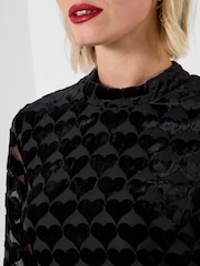 Joe Browns Black Devore Heart Velvet Dress - Image 3 of 7