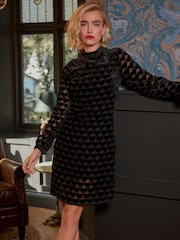 Joe Browns Black Devore Heart Velvet Dress - Image 6 of 7