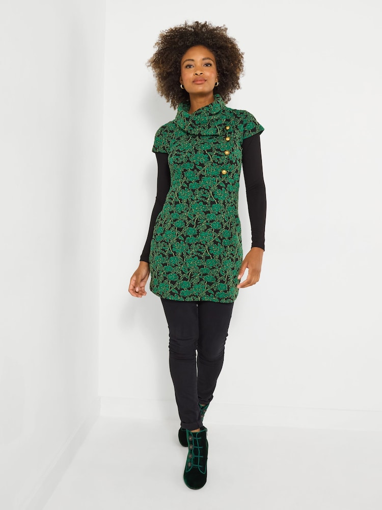 Joe Browns Green Floral Print Stretchy Jacquard Tunic Top - Image 1 of 5 Joe Browns Green Floral Print Stretchy Jacquard Tunic Top - Image 1 of 5