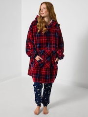 Joe Browns Red Winter Check Longline Hoodie - Image 1 of 5