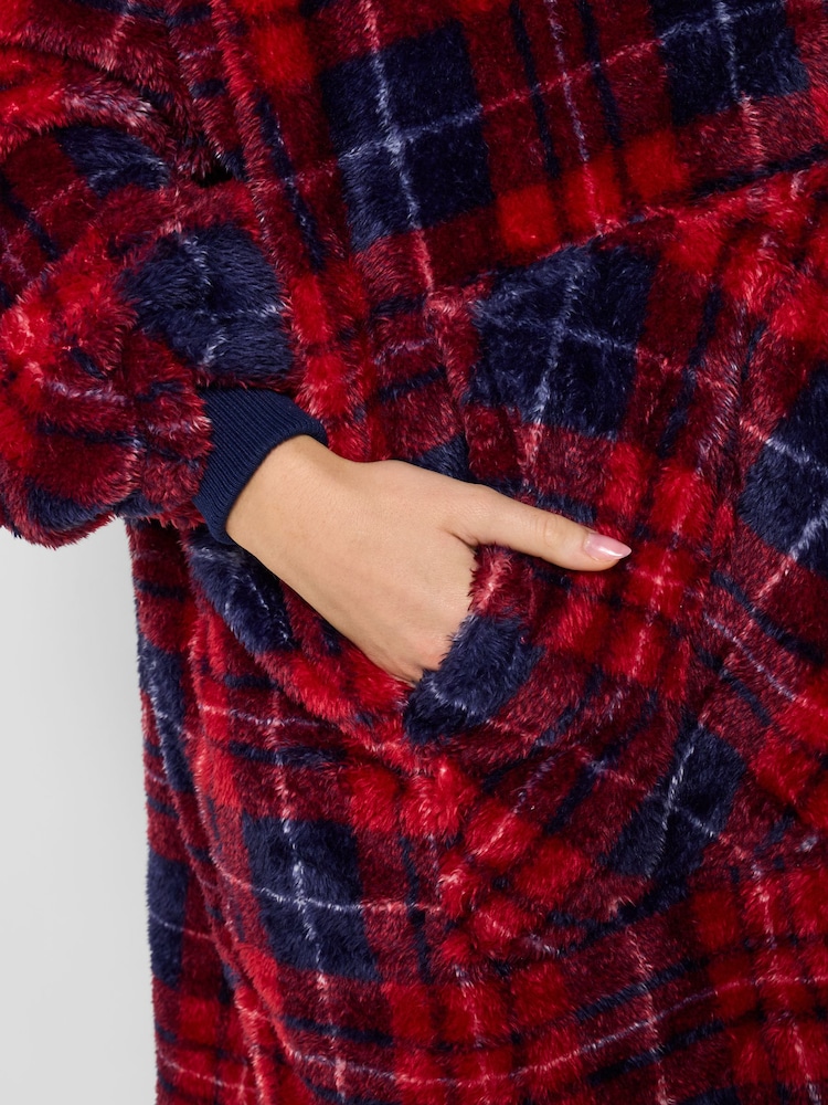 Joe Browns Red Winter Check Longline Hoodie - Image 2 of 5 Joe Browns Red Winter Check Longline Hoodie - Image 2 of 5