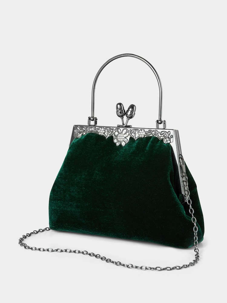 Joe Browns Green Detachable Chain Velvet Bag - Image 2 of 3 Joe Browns Green Detachable Chain Velvet Bag - Image 2 of 3