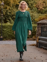 Joe Browns Green Shirred Bodice Gingham Dress - Image 1 of 7