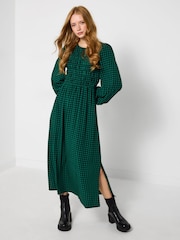 Joe Browns Green Shirred Bodice Gingham Dress - Image 3 of 7