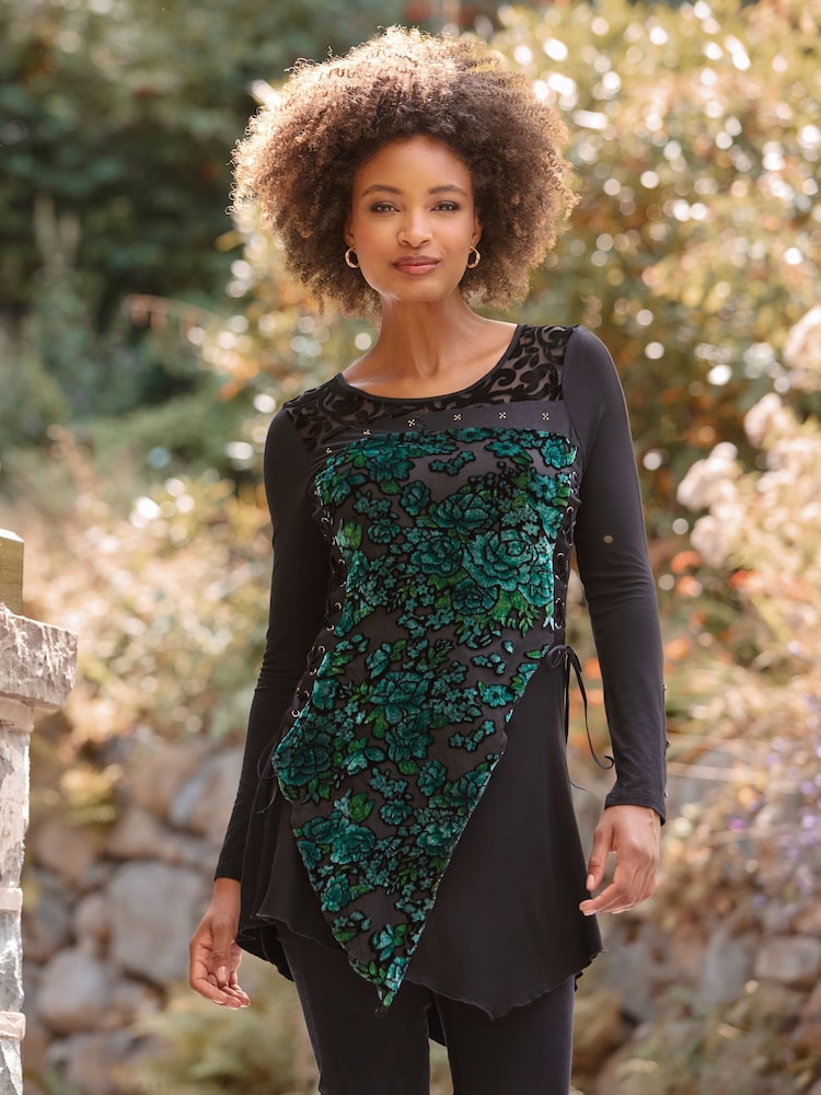Joe Browns Black Devore Jersey Tunic Top - Image 1 of 7 Joe Browns Black Devore Jersey Tunic Top - Image 1 of 7