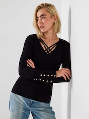 Joe Browns Black Cross Front Jumper - Image 1 of 7