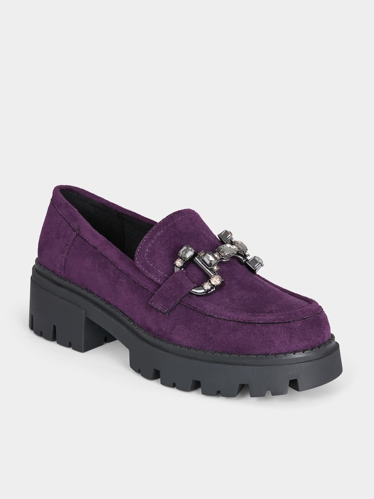 Joe Browns Purple Chunky Microfibre Loafers - Image 2 of 4 Joe Browns Purple Chunky Microfibre Loafers - Image 2 of 4