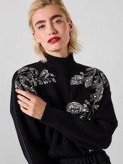 Joe Browns Black Funnel Neck Rib Knit Jumper - Image 1 of 5