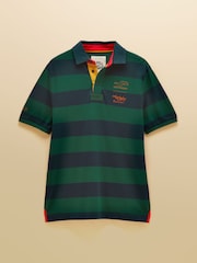 Joules Official Burghley Green & Navy Cotton Pique Polo Shirt - Image 11 of 11