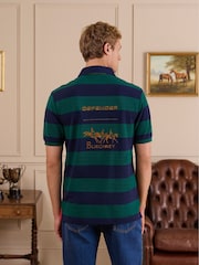 Joules Official Burghley Green & Navy Cotton Pique Polo Shirt - Image 2 of 11