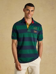 Joules Official Burghley Green & Navy Cotton Pique Polo Shirt - Image 4 of 11