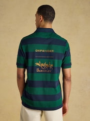 Joules Official Burghley Green & Navy Cotton Pique Polo Shirt - Image 5 of 11