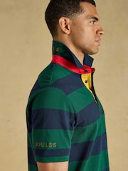 Joules Official Burghley Green & Navy Cotton Pique Polo Shirt - Image 9 of 11