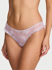 Victoria's Secret Crystal Lilac Purple Thong Butterfly Mesh Knickers - Image 2 of 4
