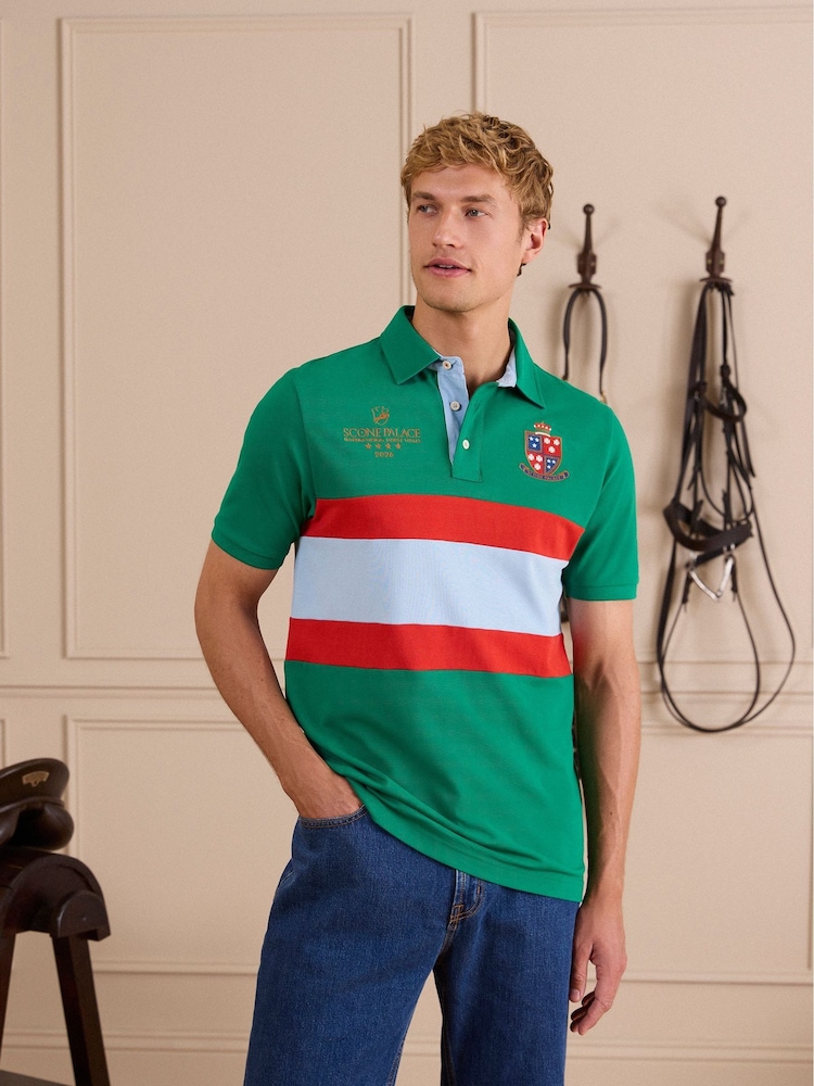 Joules Official Scone Green Cotton Pique Polo Shirt - Image 1 of 11 Joules Official Scone Green Cotton Pique Polo Shirt - Image 1 of 11