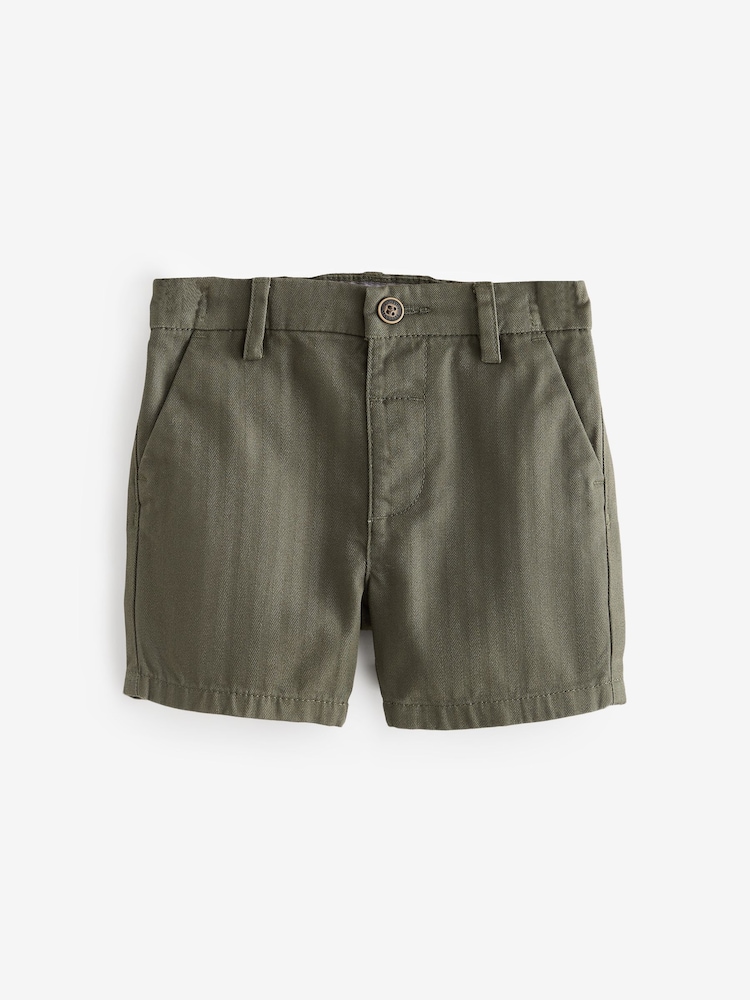 Khaki Green Textured Chino Shorts - Image 1 of 1