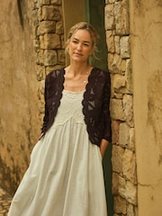 FatFace Brown Carrie Crochet Cardigan - Image 1 of 2