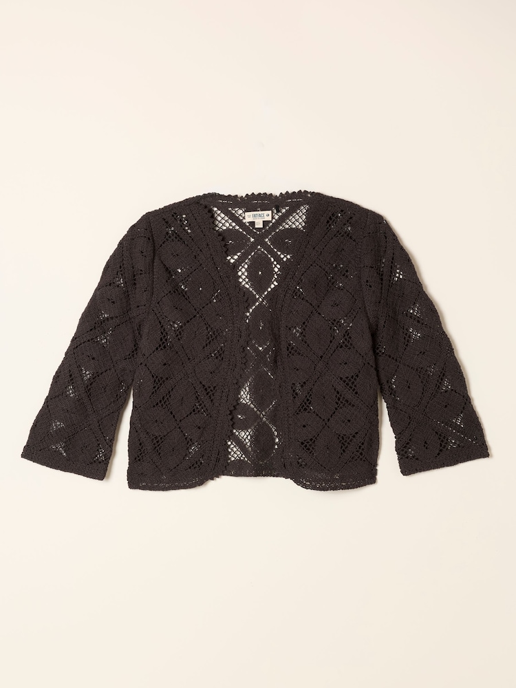 FatFace Brown Carrie Crochet Cardigan - Image 2 of 2 FatFace Brown Carrie Crochet Cardigan - Image 2 of 2