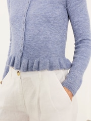 FatFace Fearne Blue Frill Knitted Cardigan - Image 3 of 4