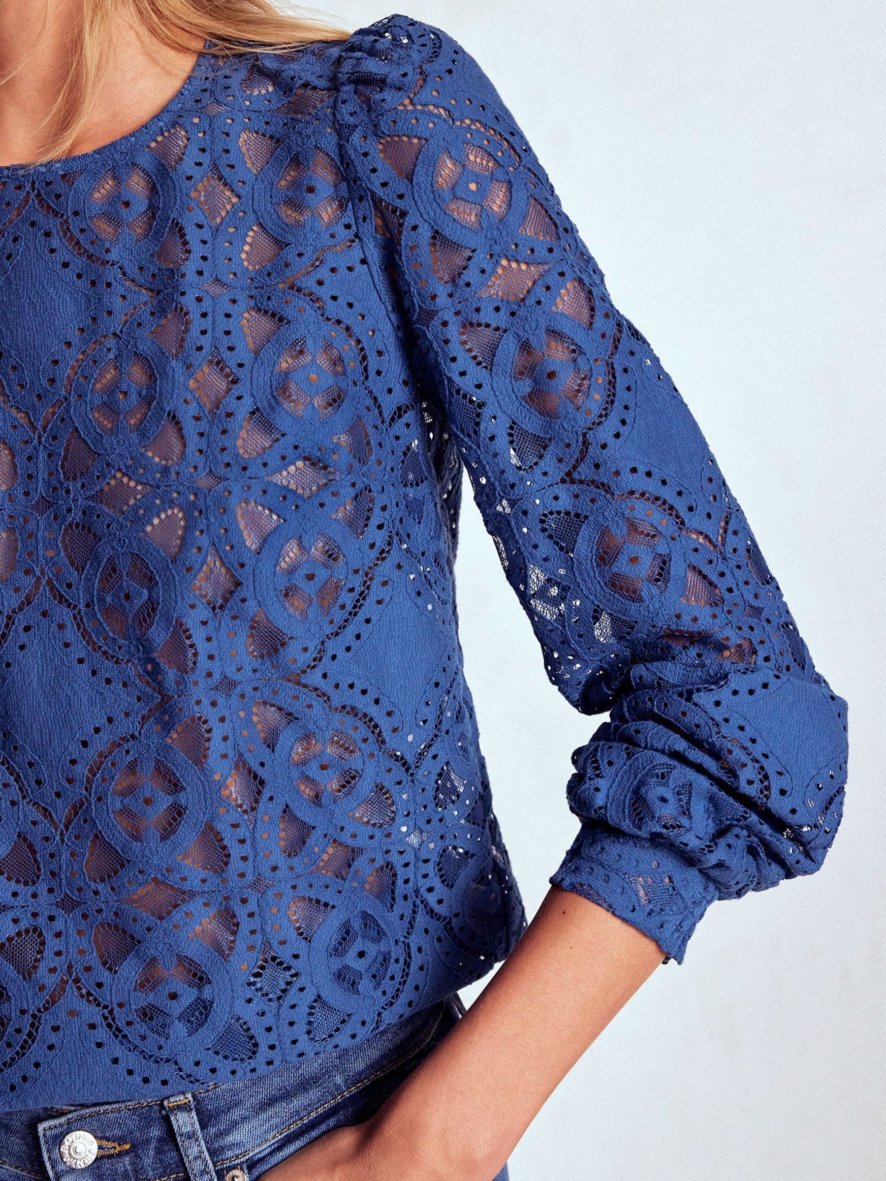 Buy Boden Blue Lace Crew Neck Top from Next USA
