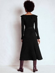 Boden Black Ruffled Ribbed Dress - Image 3 of 6