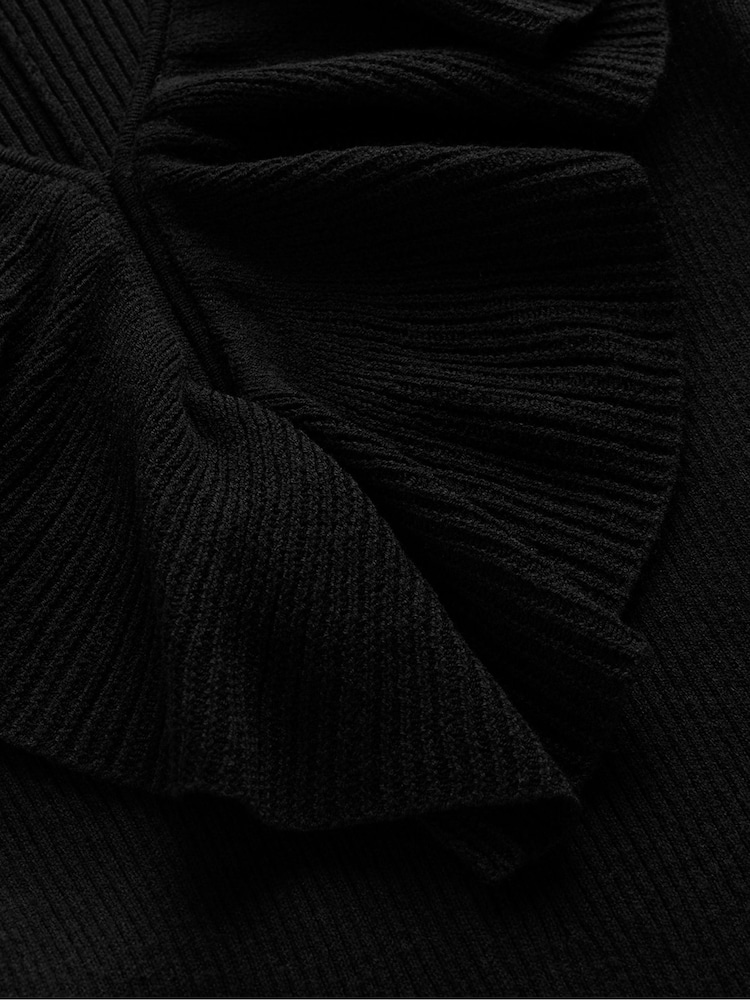 Boden Black Ruffled Ribbed Dress - Image 6 of 6 Boden Black Ruffled Ribbed Dress - Image 6 of 6
