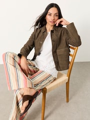 FatFace Eliza Chocolate Brown Petite Petite Suede Jacket - Image 4 of 5