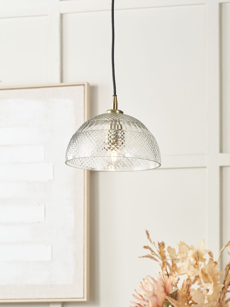 Pacific Clear Giselle Diamond Design Handcut Glass Dome Pendant Ceiling Light - Image 1 of 6 Pacific Clear Giselle Diamond Design Handcut Glass Dome Pendant Ceiling Light - Image 1 of 6