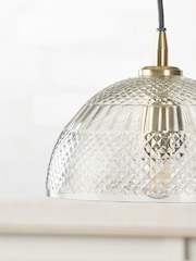 Pacific Clear Giselle Diamond Design Handcut Glass Dome Pendant Ceiling Light - Image 3 of 6