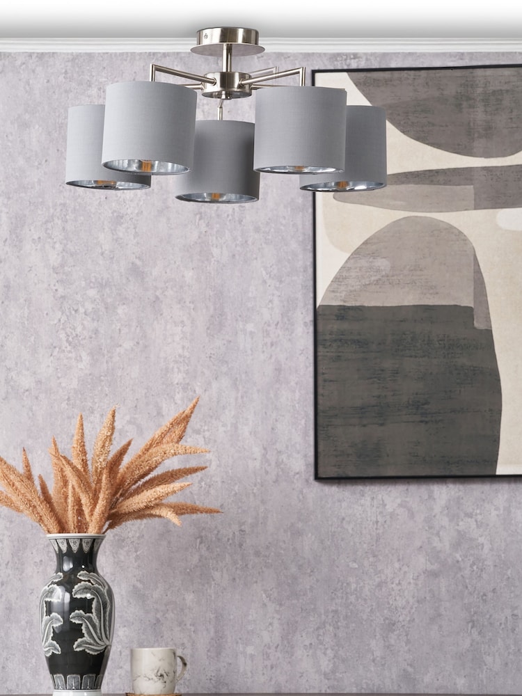 Pacific Silver Elin 5 Light Pendant Ceiling Light - Image 1 of 6 Pacific Silver Elin 5 Light Pendant Ceiling Light - Image 1 of 6