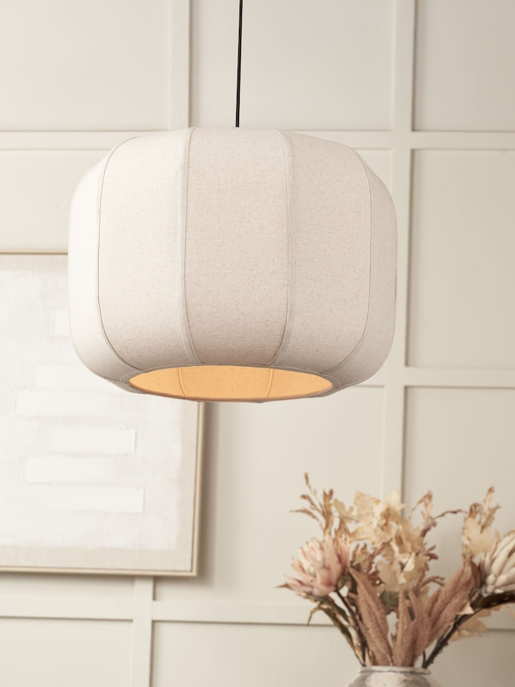 Pacific Natural Oscar Linen Structured Pendant Ceiling Light - Image 1 of 6 Pacific Natural Oscar Linen Structured Pendant Ceiling Light - Image 1 of 6