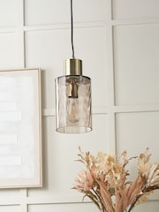 Pacific Brown Loxley Ripple Effect Glass Pendant Ceiling Light - Image 1 of 6