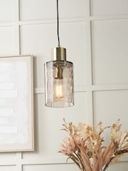 Pacific Brown Loxley Ripple Effect Glass Pendant Ceiling Light - Image 2 of 6