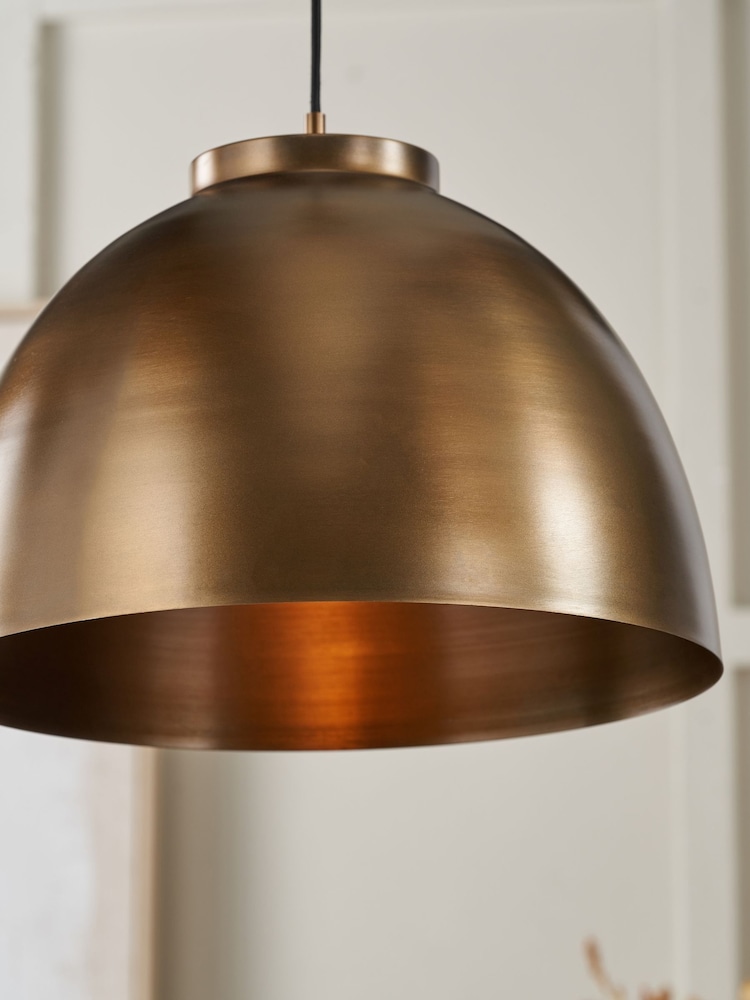 Pacific Antique Brass Harlem Domed Metal Pendant Ceiling Light - Image 2 of 6