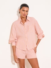 Lipsy Pink & Orange Striped Button Down Shirt - Image 1 of 5