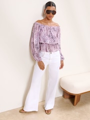 Lilla Design med dyr - Lipsy Bardot bluse med puffermer - Bilde 1 av 5