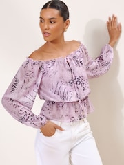 Lilla Design med dyr - Lipsy Bardot bluse med puffermer - Bilde 2 av 5