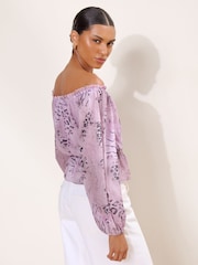 Lilla Design med dyr - Lipsy Bardot bluse med puffermer - Bilde 4 av 5