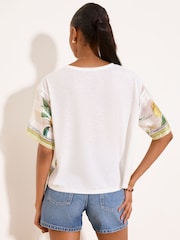 Lipsy White Lemon Print Satin Front T-Shirt - Image 4 of 5