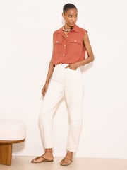 Lipsy Rust Brown Sleeveless Utility Shirt - Image 2 of 4