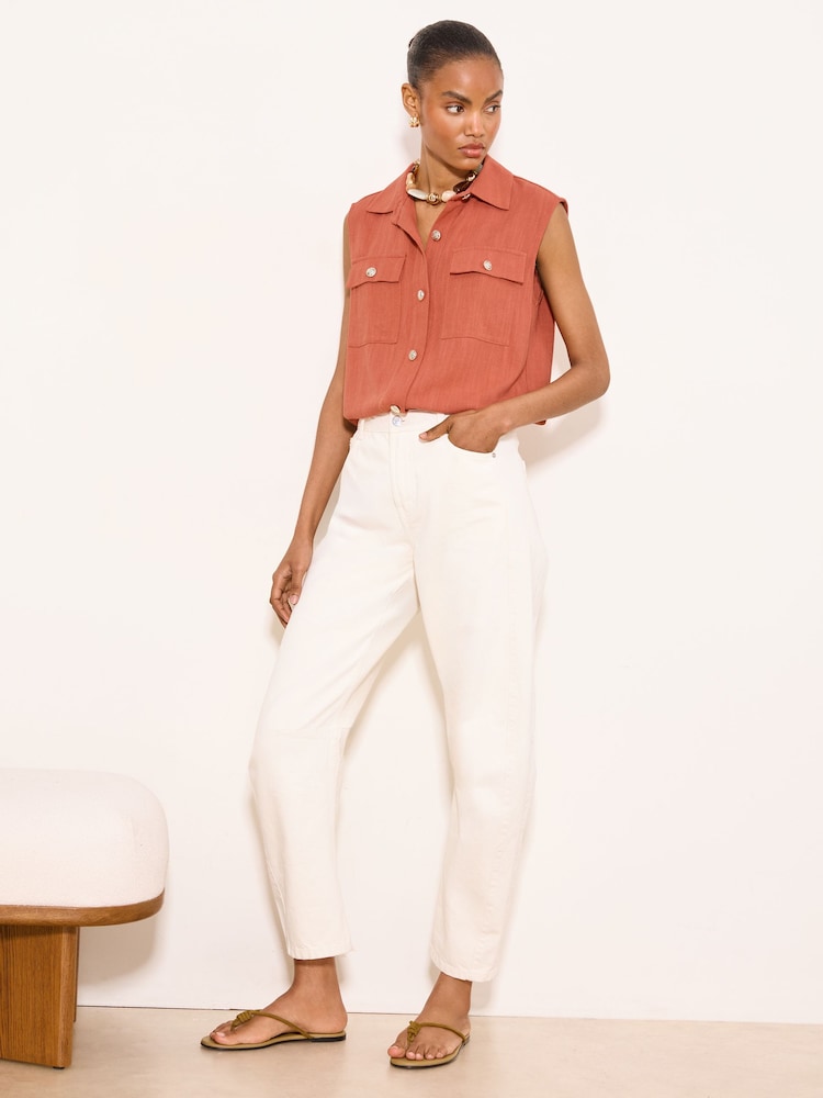 Lipsy Rust Brown Sleeveless Utility Shirt - Image 2 of 4