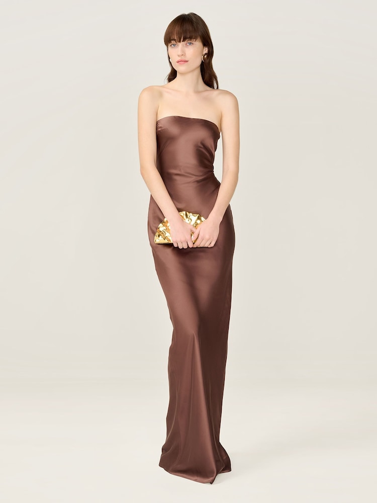 Omnes Brown Amdra Strapless Bandeau Maxi Dress - Image 1 of 1